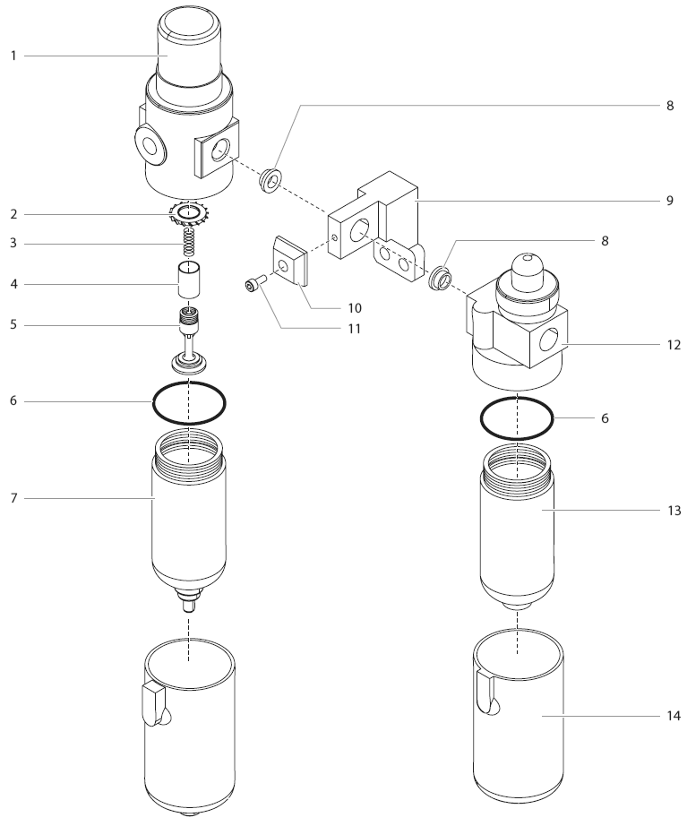 Automatic Filter, Lubricator, Regulator Assembly Diagram and Parts List for  Titan Paint Sprayer