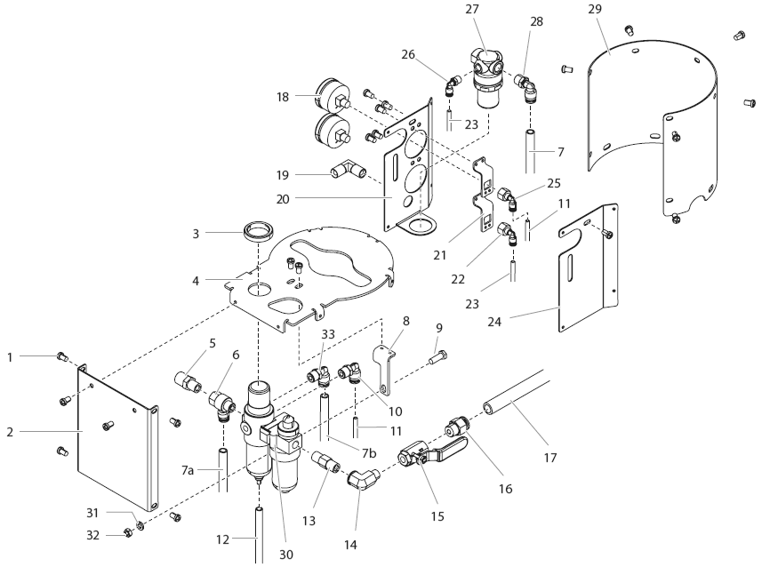 Upper Shroud Assembly Diagram and Parts List for  Titan Paint Sprayer