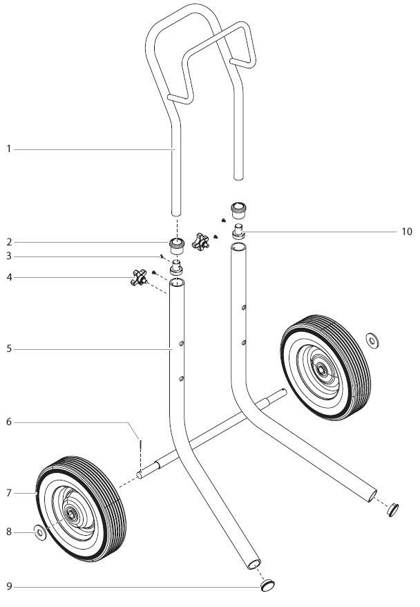 Cart Assembly Diagram and Parts List for  Titan Paint Sprayer