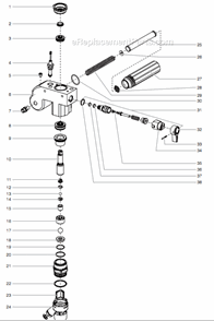 Fluid Section Assembly Diagram and Parts List for 805-001 Titan Sprayer