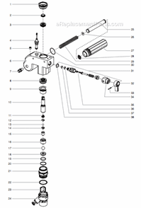 Fluid Section Assembly Diagram and Parts List for 805-002 Titan Sprayer