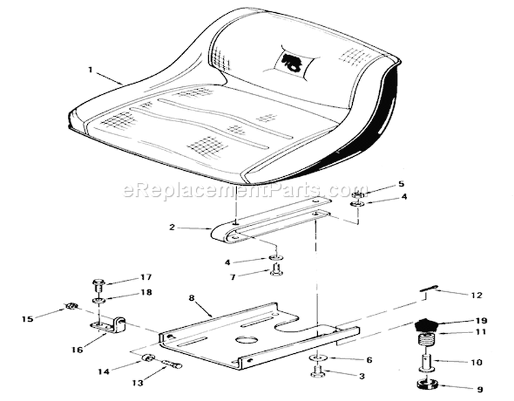 Seat Diagram and Parts List for 1982 Toro Lawn Tractor