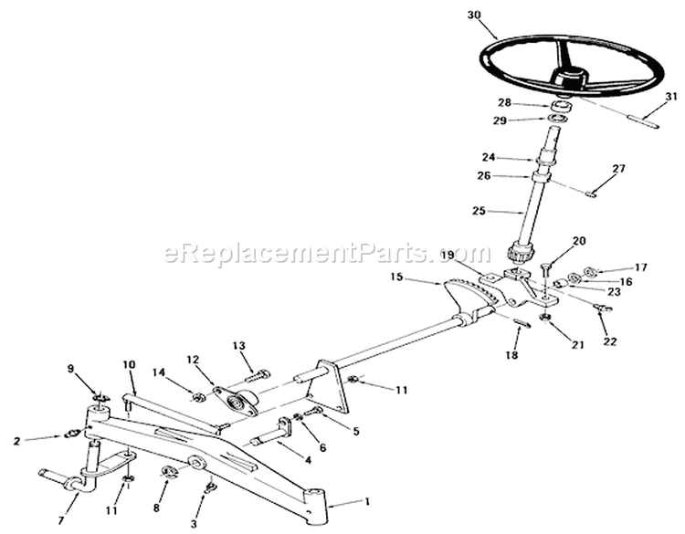 Front Axle And Steering Diagram and Parts List for 1982 Toro Lawn Tractor