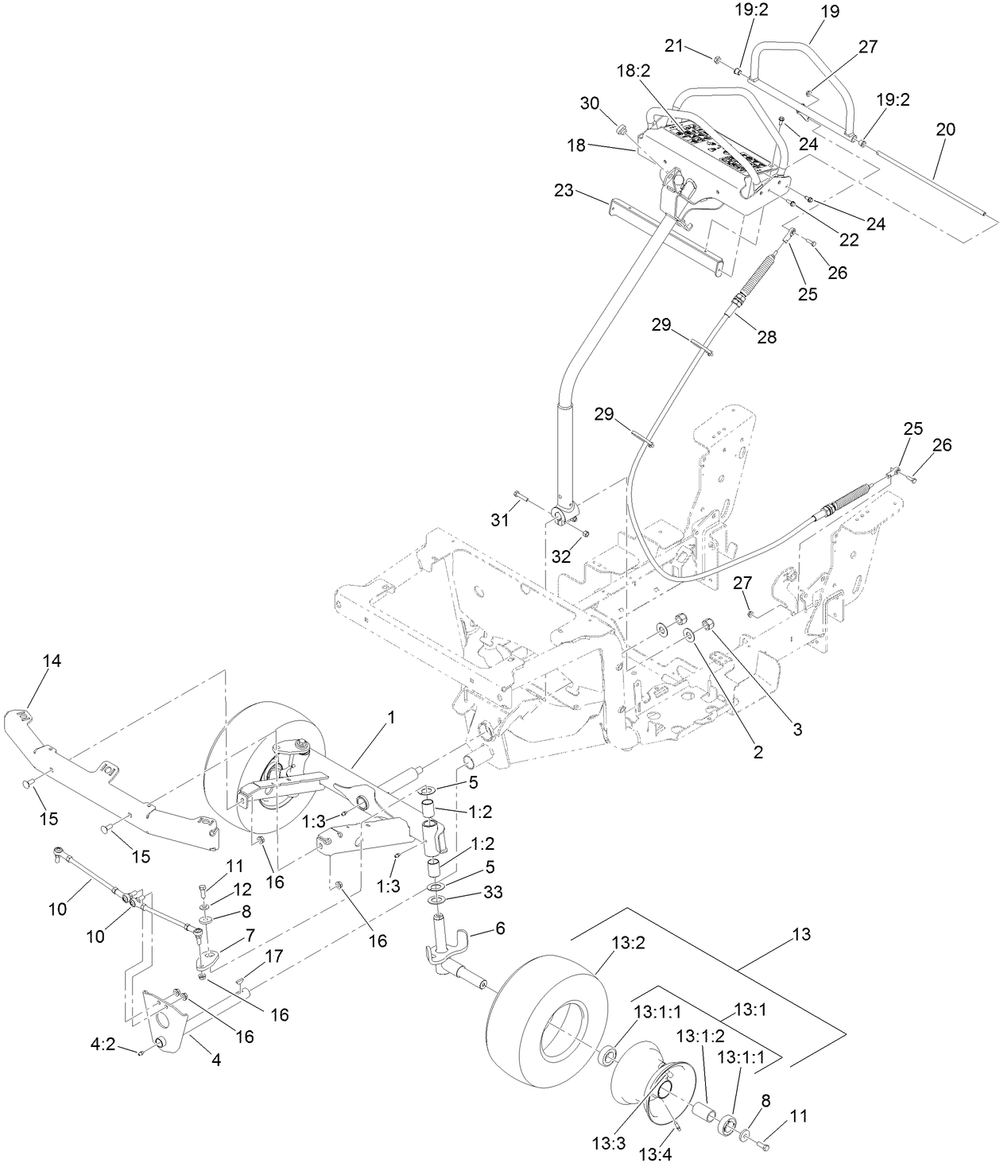 Steering Assembly Diagram and Parts List for 400000000-999999999 Toro Spreader