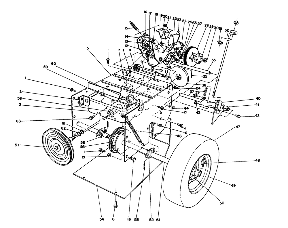 Traction Assembly Diagram and Parts List for 4900001 - 4999999 Toro Snow Blower