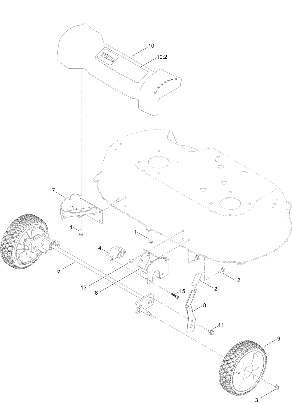 Front Wheel And Height-Of-Cut Assembly Diagram and Parts List for 411000000 - 411592609 Toro Lawn Mower