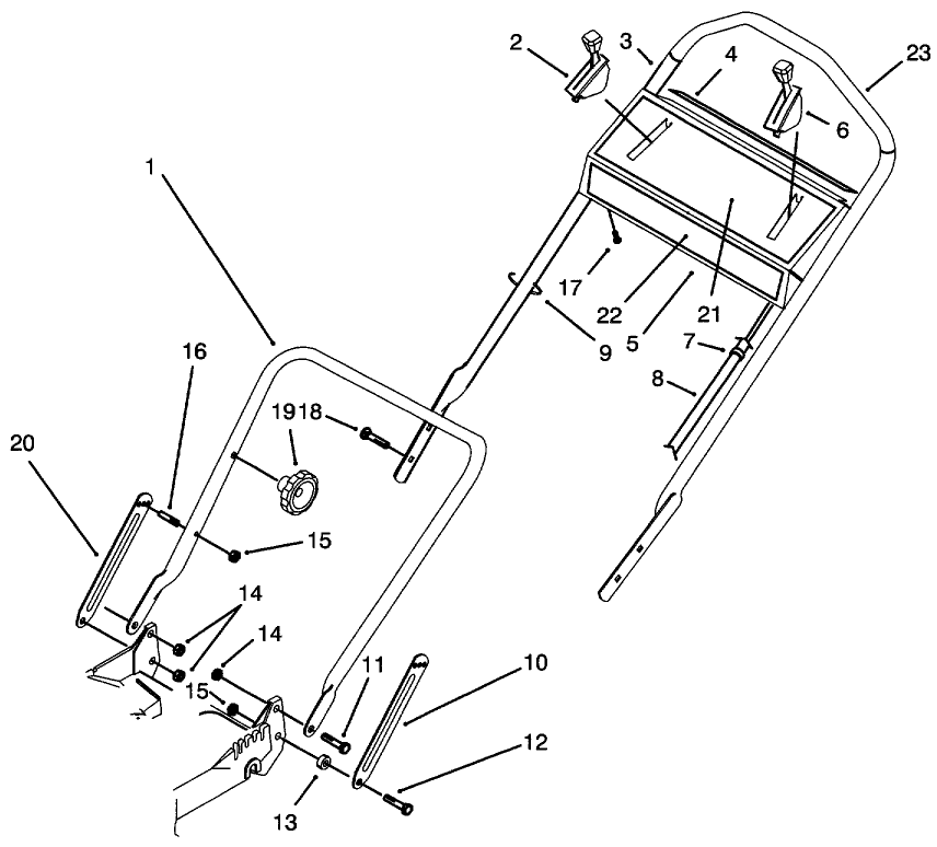 Handle Assembly Diagram and Parts List for 49000001 - 49999999 Toro Lawn Mower