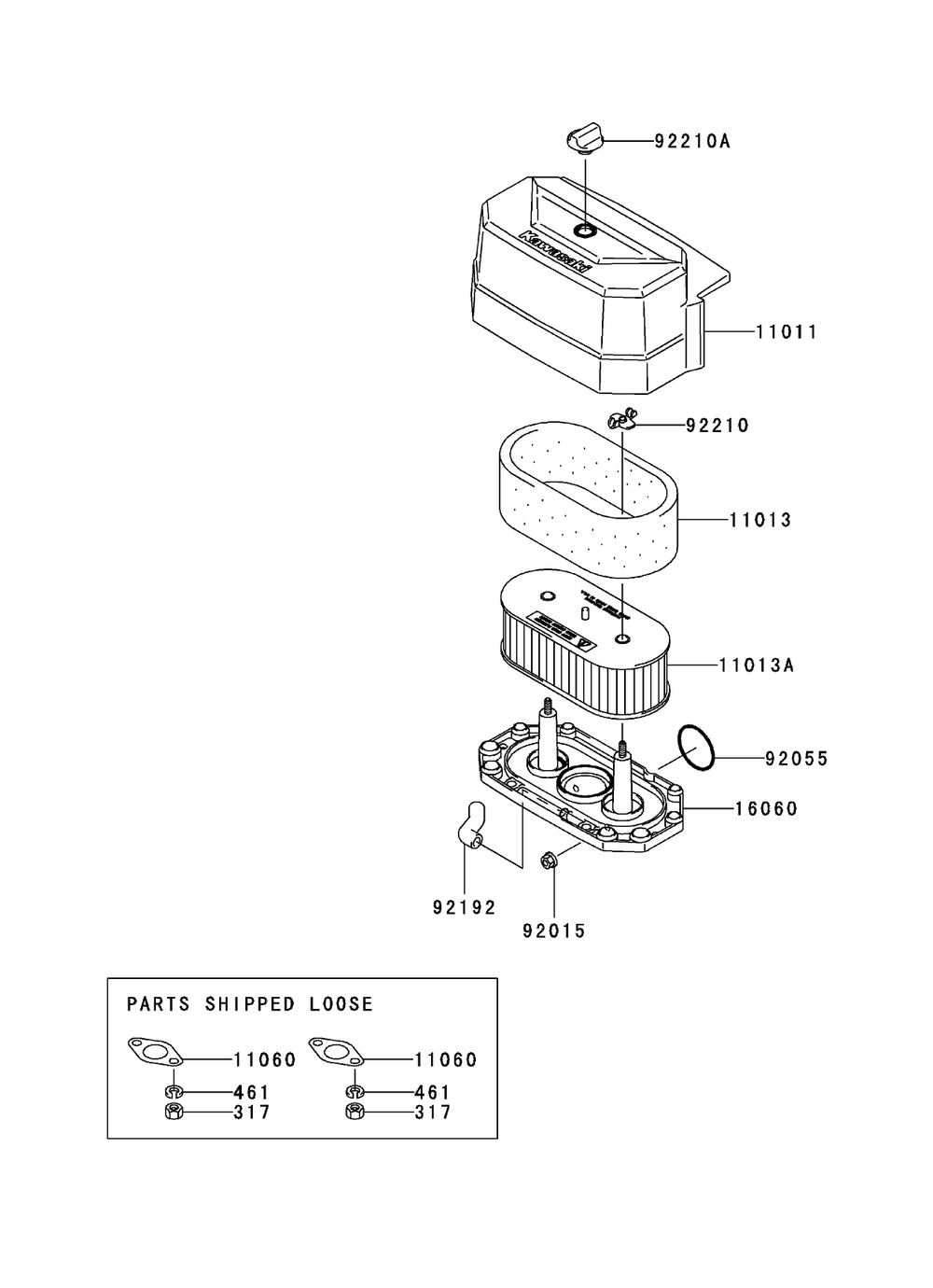 Air Filter And Muffler Assembly Diagram and Parts List for (270002001-270999999)(2007) Toro Lawn Mower