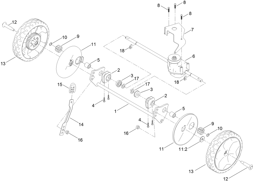 Rear Wheel And Height-Of-Cut Assembly Diagram and Parts List for 412256383 - 999999999 Toro Lawn Mower
