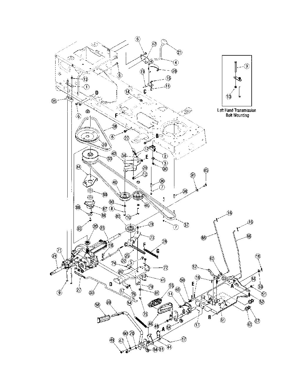 Transmission Diagram and Parts List for  Toro Lawn Tractor