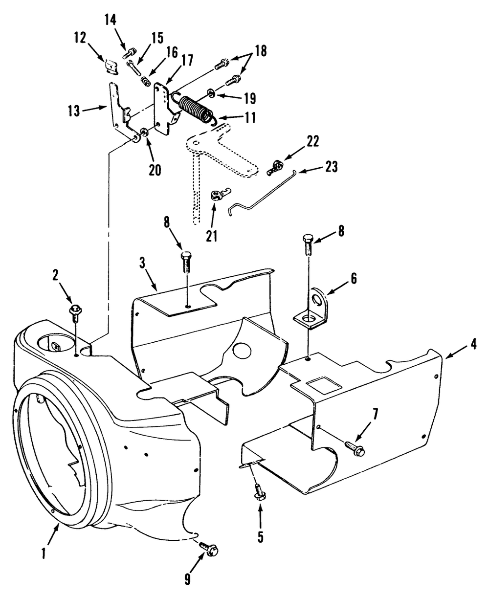 Blower Housing And Governor Diagram and Parts List for  Toro Lawn Tractor