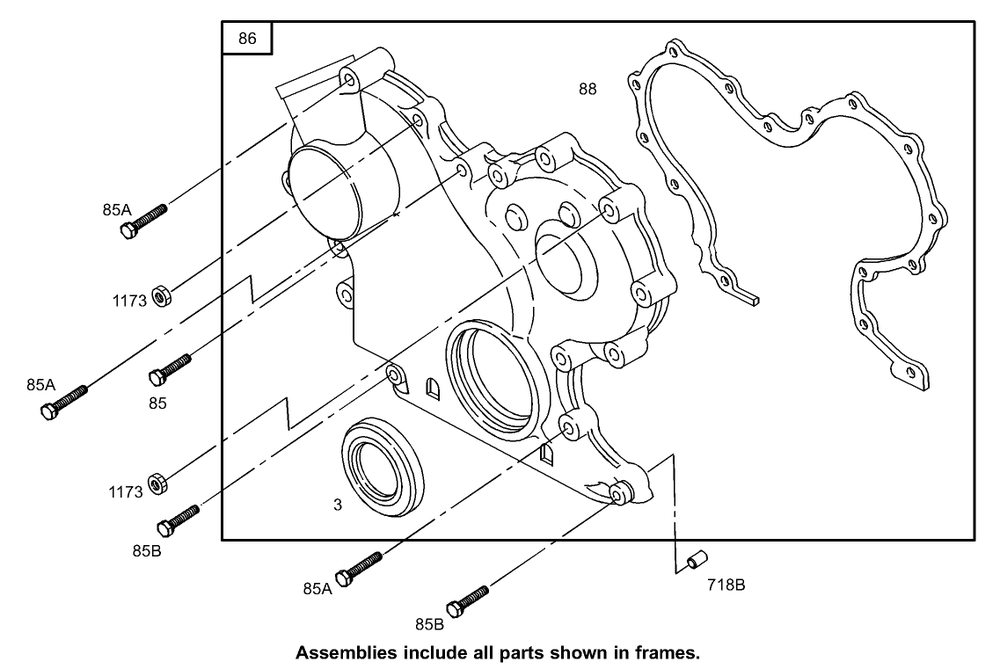 Gear Cover Assembly Diagram and Parts List for (270000301-270999999)(2007) Toro Lawn Tractor