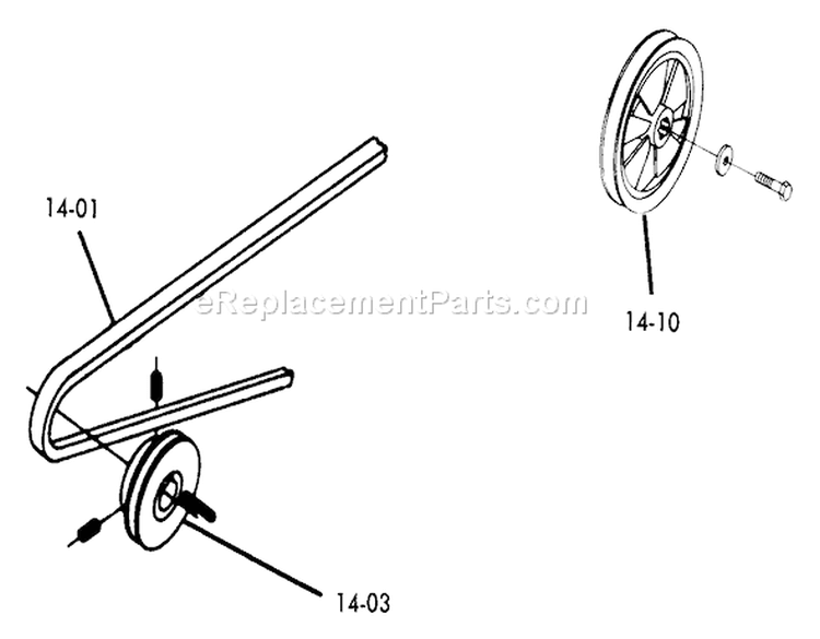 Drive Belts and Pulleys Diagram and Parts List for 1975 Toro Lawn Tractor