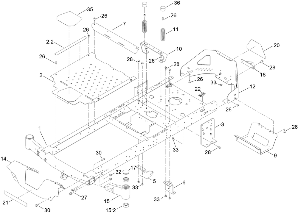 Frame Assembly Diagram and Parts List for 400000000 - 999999999 Toro Lawn Tractor