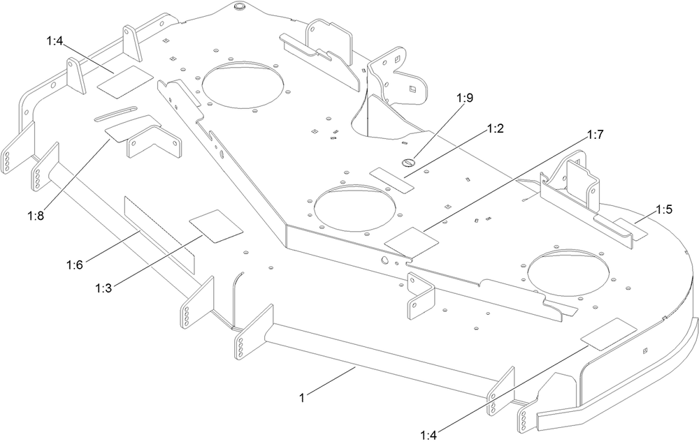 Deck Decal Assembly Diagram and Parts List for 409031049-999999999 Toro Lawn Mower