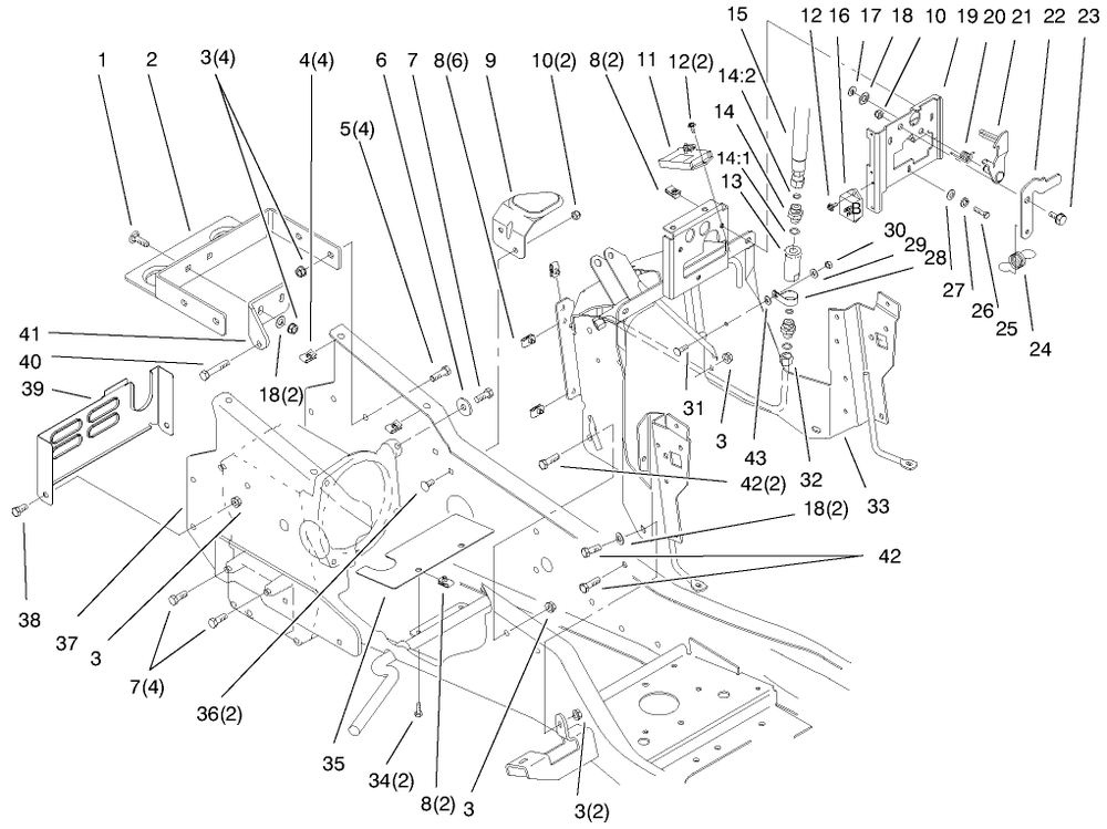 Steering Tower And Fuel Tank Assembly Diagram and Parts List for 8900001 - 8999999 Toro Lawn Tractor