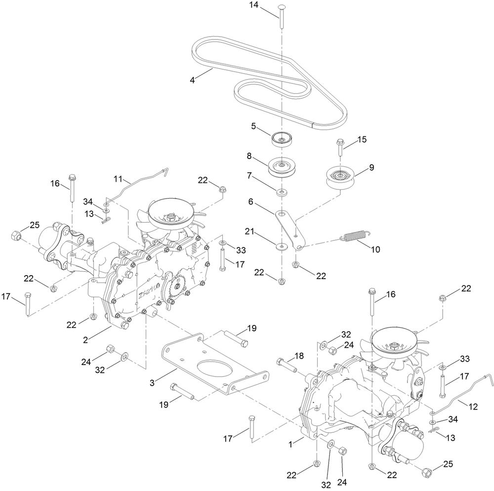 Traction Drive Assembly Diagram and Parts List for 410000000 - 412089999 Toro Lawn Tractor