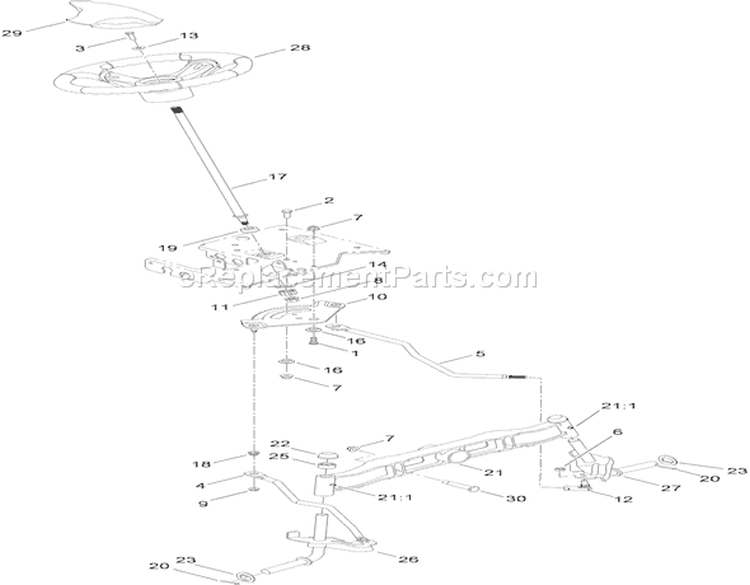 Steering and Front Axle Assembly Diagram and Parts List for 1-1 - 2009 Toro Lawn Tractor