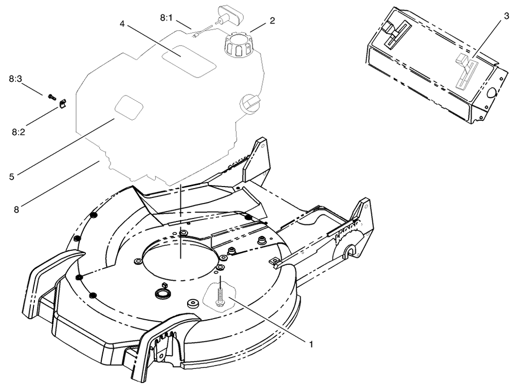 Engine And Throttle Assembly Diagram and Parts List for  Toro Lawn Mower
