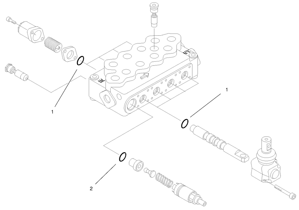Hydraulic Valve Assembly No. 99-3032 Diagram and Parts List for 990001 - 991007 Toro Lawn Tractor Accessories