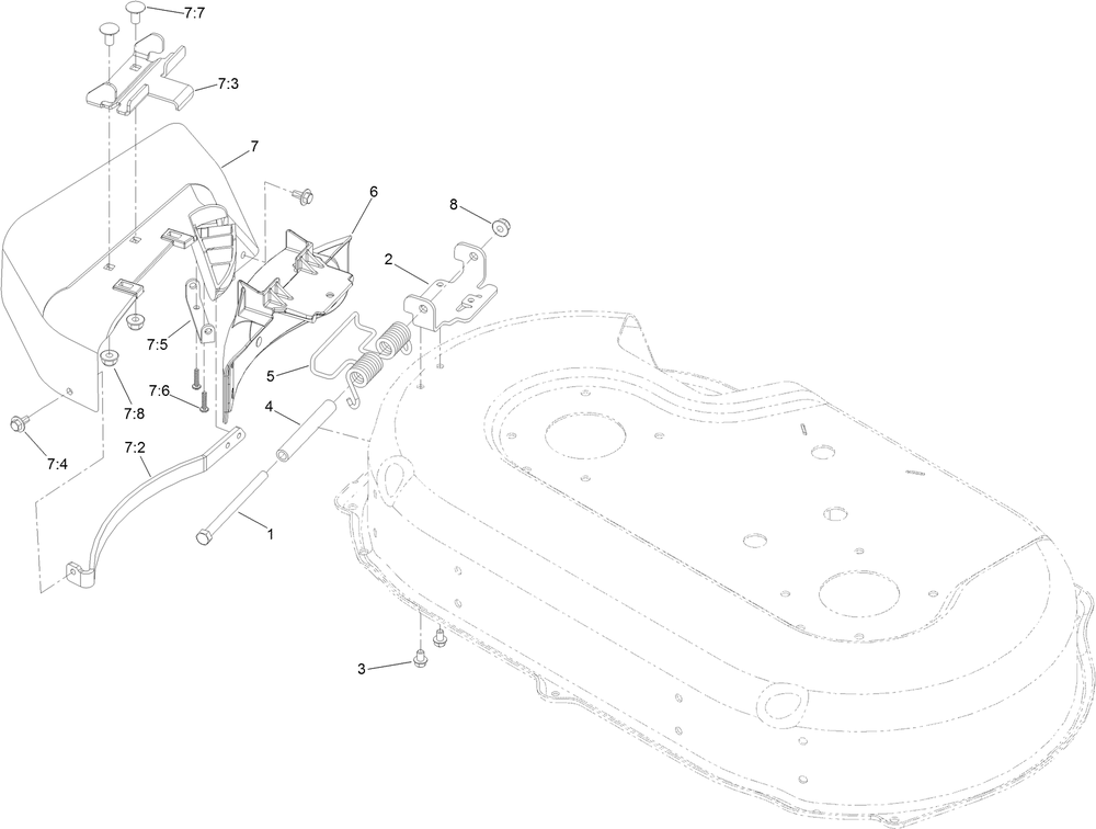 Side Discharge Chute Assembly Diagram and Parts List for 405320000-407749999 Toro Lawn Mower