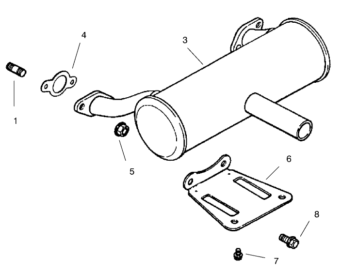 Exhaust Diagram and Parts List for (0000001-0000999)(2000) Toro Lawn Mower
