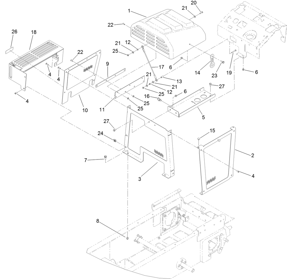 Hood Assembly Diagram and Parts List for 403090201 - 403299999 Toro Lawn Tractor Accessories