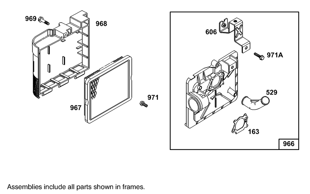 Air Cleaner Assembly Briggs And Stratton 127802-0640-01 Diagram and Parts List for 5900001 - 5999999 Toro Lawn Mower