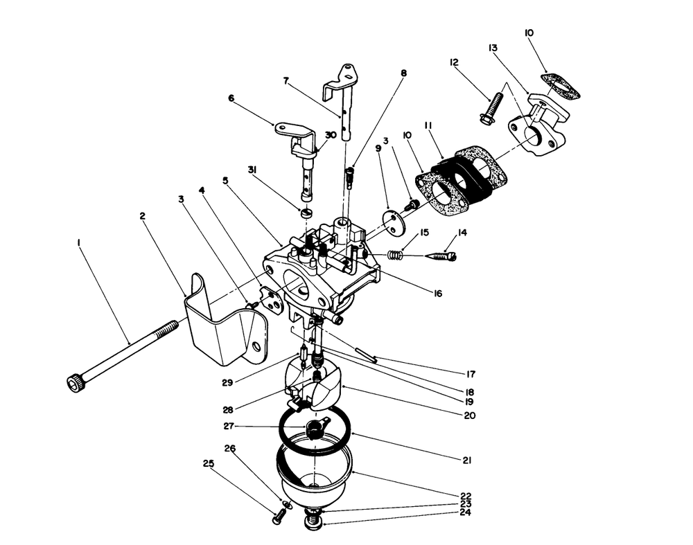 Carburetor Assembly (Engine Model No. 47pm1-4) Diagram and Parts List for 3900001 - 3999999 Toro Snow Blower