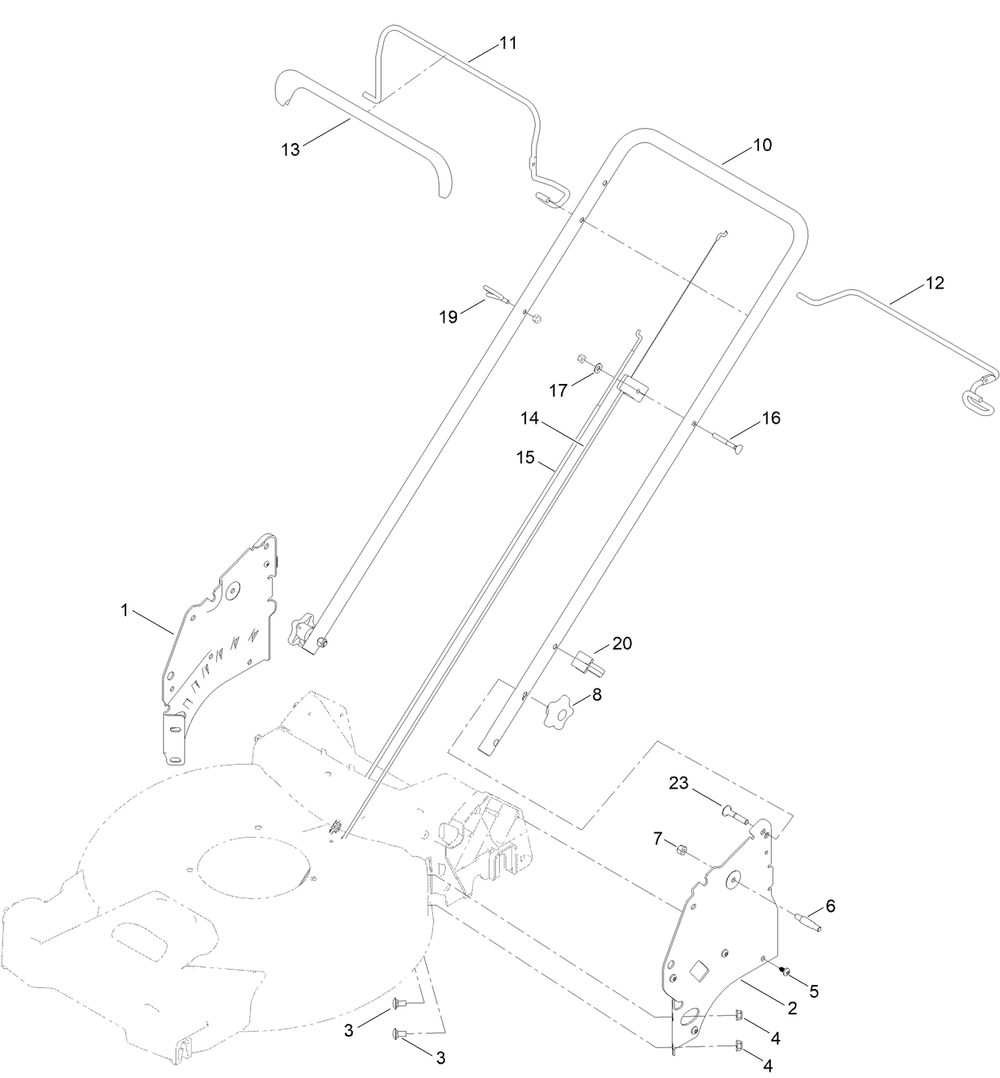 Handle Assembly Diagram and Parts List for 400000000 - 999999999 Toro Lawn Mower