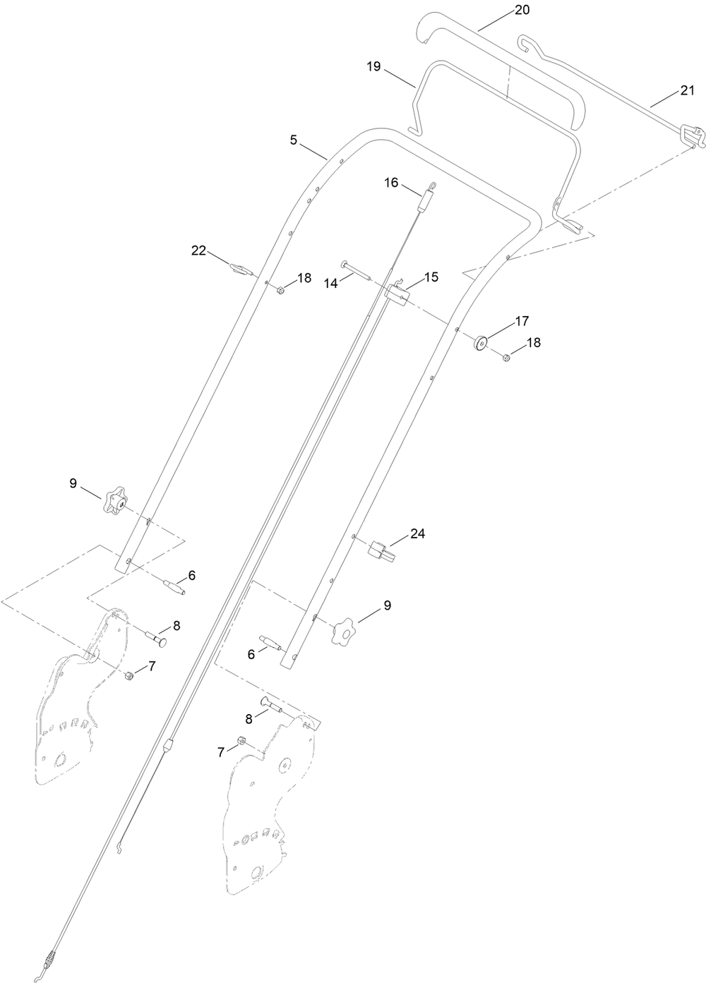 Handle Assembly Diagram and Parts List for 400000000 - 411820184 Toro Lawn Mower