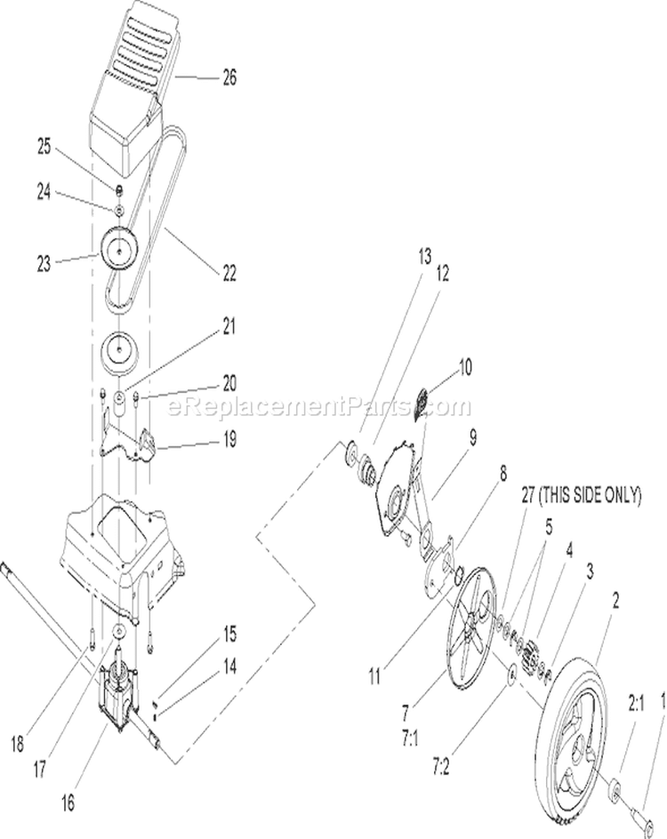 Front Axle and Transmission Assembly Diagram and Parts List for 250000001-250999999 - 2005 Toro Lawn Mower