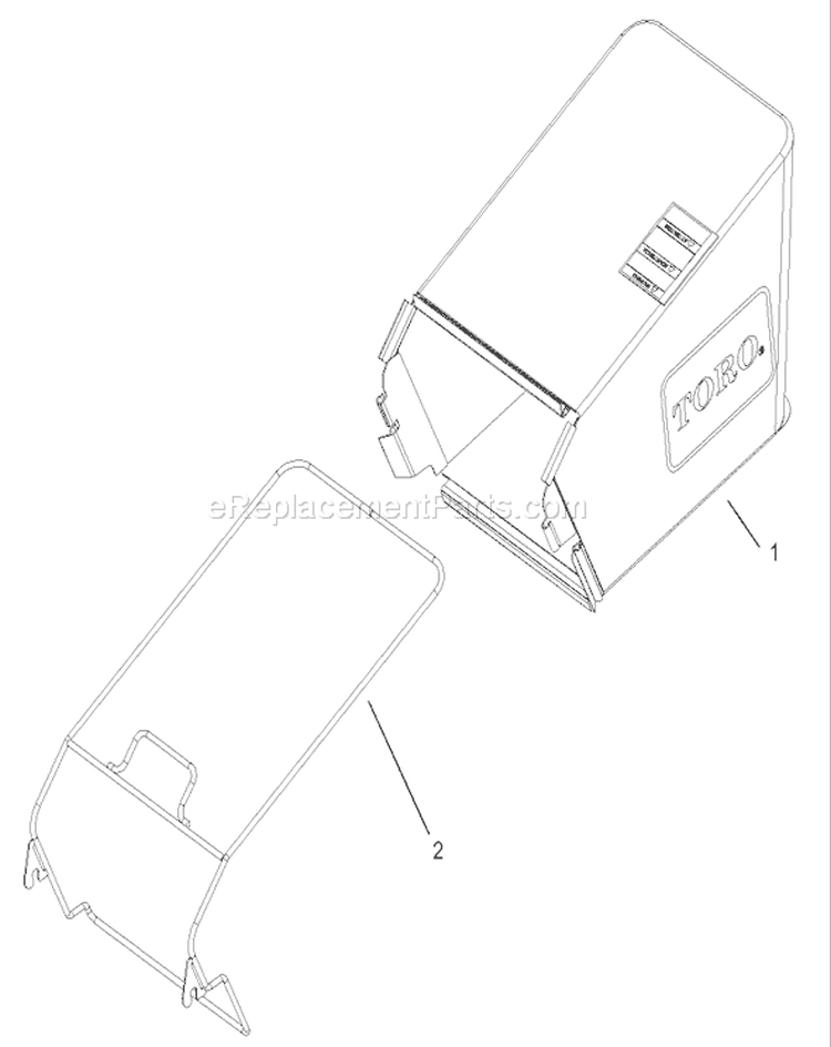 Rear Bag Assembly Diagram and Parts List for 220300001-220999999 - 2002 Toro Lawn Mower