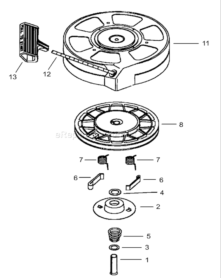 Recoil Starter Diagram and Parts List for 220300001-220999999 - 2002 Toro Lawn Mower