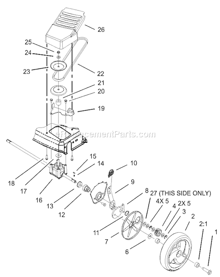 Front Axle and Transmission Assembly Diagram and Parts List for 220300001-220999999 - 2002 Toro Lawn Mower