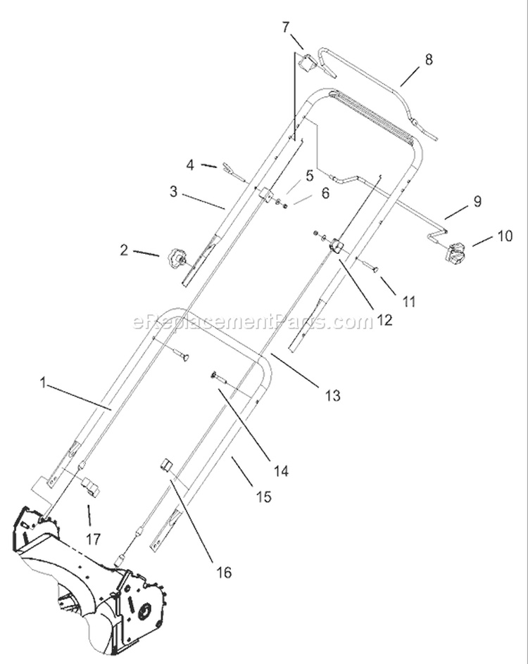 Handle Assembly Diagram and Parts List for 220300001-220999999 - 2002 Toro Lawn Mower