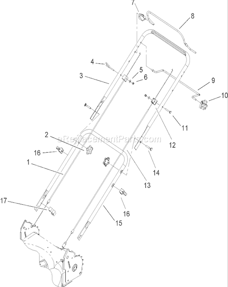 2 Bail HP Handle Assembly Diagram and Parts List for 240000001-240999999 - 2004 Toro Lawn Mower