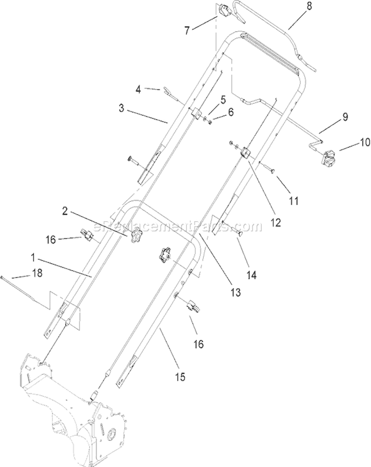 Bail and Handle Assembly Diagram and Parts List for 240000001-240999999 - 2004 Toro Lawn Mower
