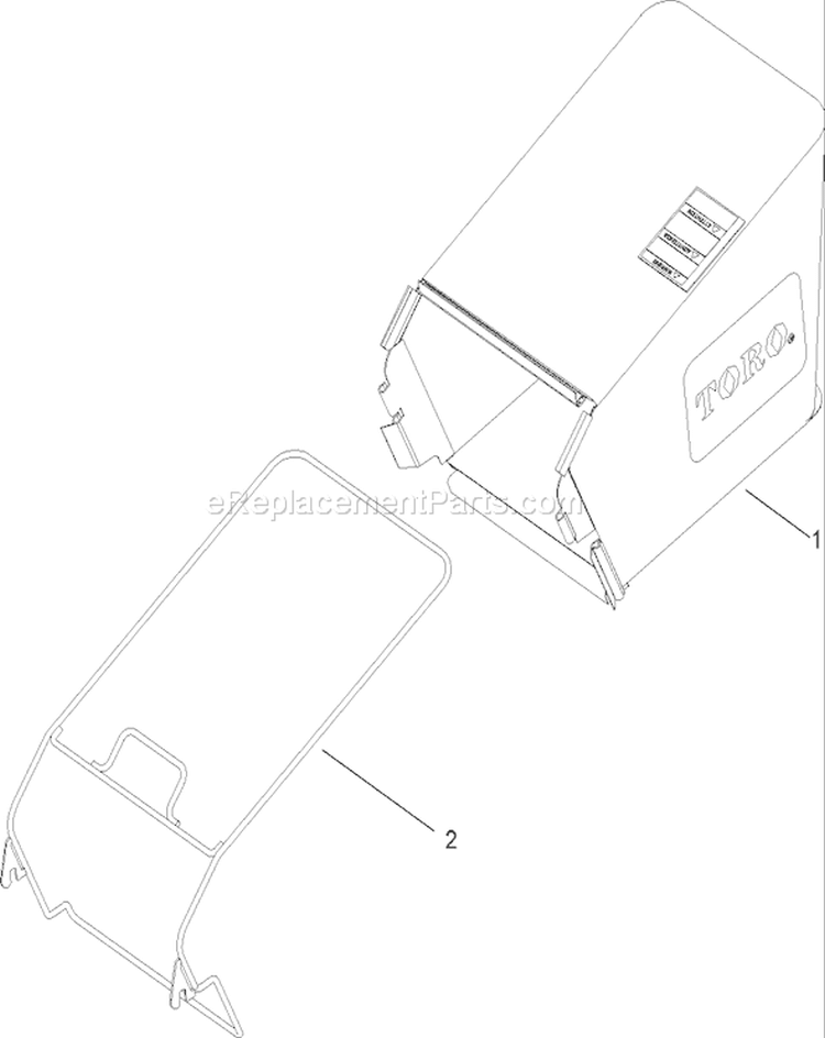 Rear Bag Assembly Diagram and Parts List for 230000001-230999999 - 2003 Toro Lawn Mower