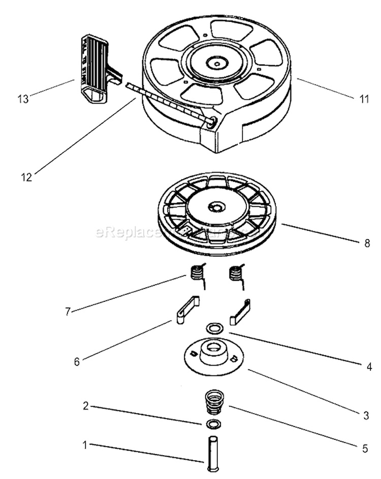 Recoil Starter Diagram and Parts List for 230000001-230999999 - 2003 Toro