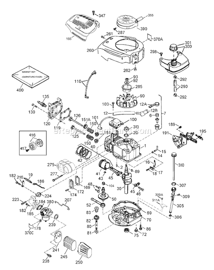 Engine Diagram and Parts List for 230000001-230999999 - 2003 Toro