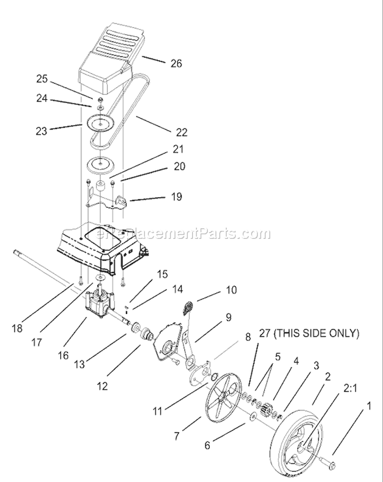 Front Axle and Transmission Assembly Diagram and Parts List for 230000001-230999999 - 2003 Toro