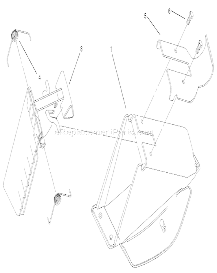 Discharge Door Assembly Diagram and Parts List for 210000001-210999999 - 2001 Toro Lawn Mower