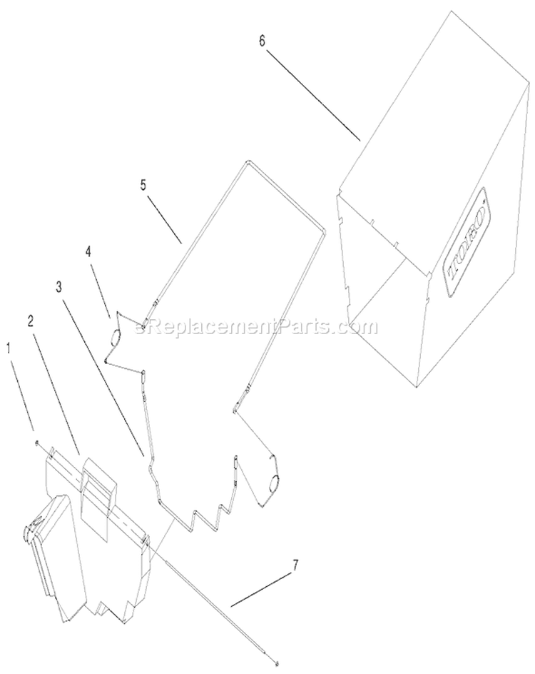 Grass Bagging Assembly Diagram and Parts List for 9900001-9999999 - 1999 Toro