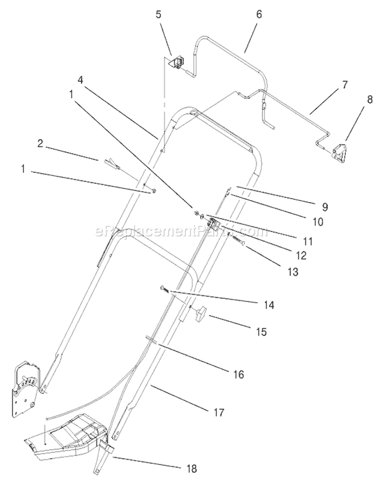 Handle and Controls Diagram and Parts List for 9900001-9999999 - 1999 Toro