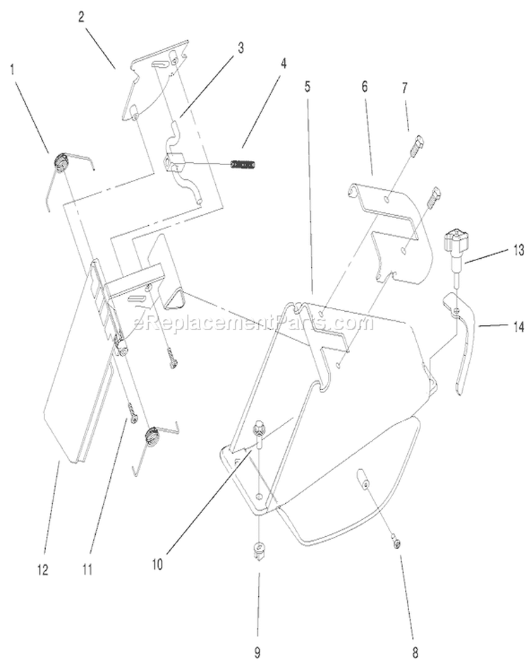 Rear Bagging Discharge Chute Diagram and Parts List for 9900001-9999999 - 1999 Toro