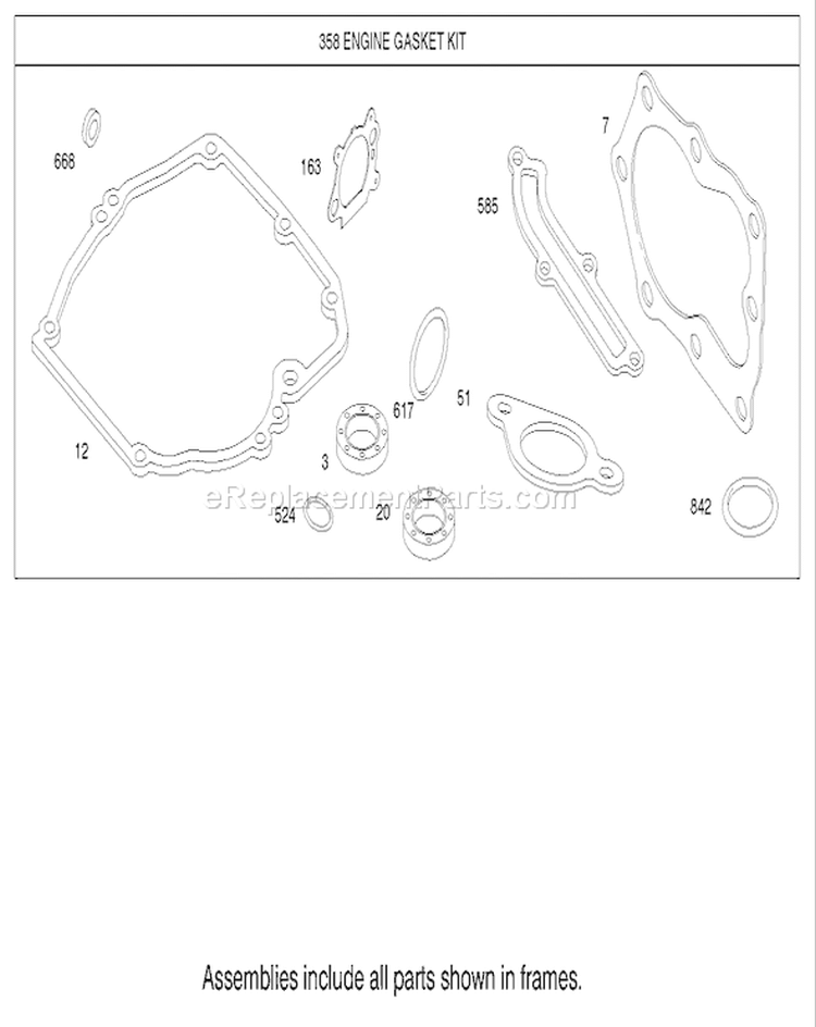 Gasket Assembly Diagram and Parts List for 220000001-220999999 - 2002 Toro Lawn Mower