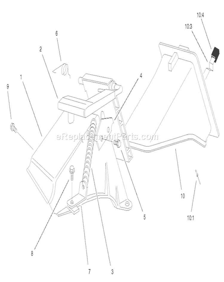 Rear Bag Discharge Chute Assembly Diagram and Parts List for 220000001-220999999 - 2002 Toro Lawn Mower