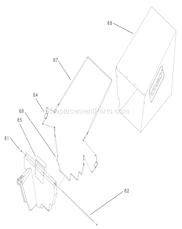 Rear Bagger Assembly Diagram and Parts List for 220000001-220999999 - 2002 Toro Lawn Mower