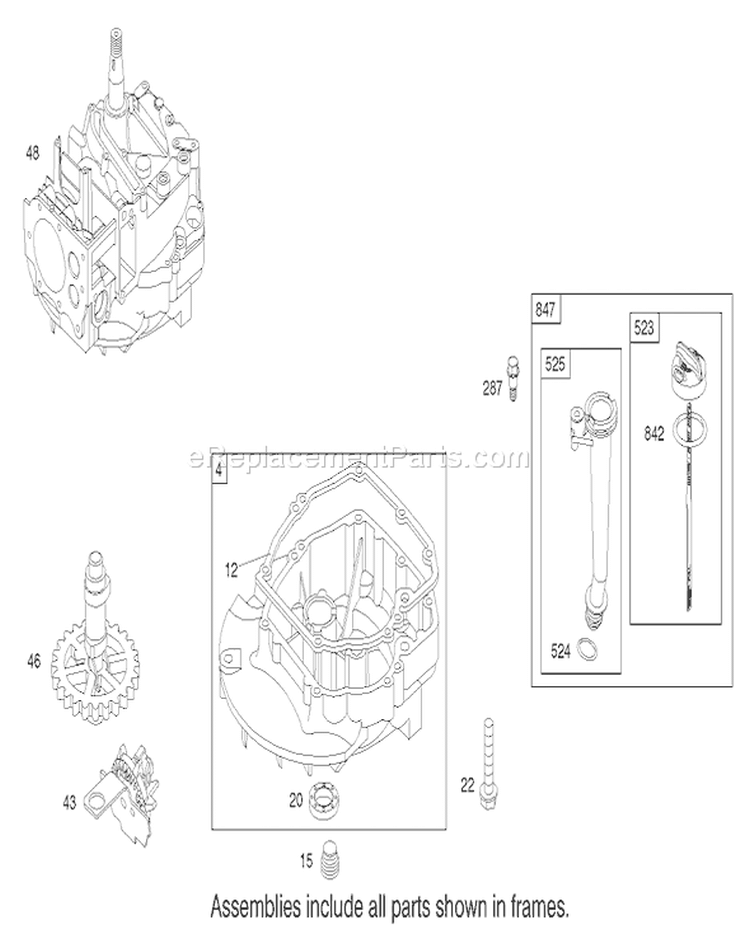 Crankcase Assembly Diagram and Parts List for 220000001-220999999 - 2002 Toro Lawn Mower